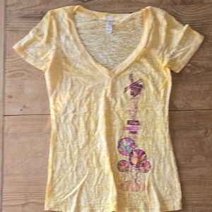Yellow V-Neck Graphic Tee
